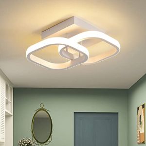 Plafonnier LED,Moderne Lampe de plafond 24W 2520lm,Acrylique Luminaire Plafonnier,Lampe de Lustre pour Couloir Coucher Salle de Bains Cuisine Salon maison porche ext&eacute;rieur,Blanc chaud 3000K,L24*W24cm (KUKAK Lighting, neuf)