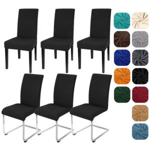 Yugarlibi Lot de 6 housses de chaise extensibles pour chaise basculante - Amovible et lavable - Protection pour cuisine, restaurant, hôtel, banquet, mariage (noir, 6 pièces) (Yingchengda Direct Store, neuf)