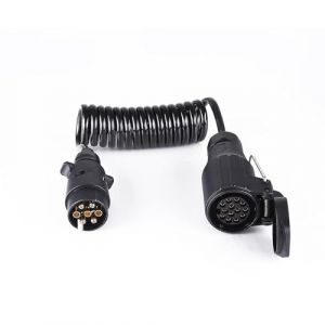 XUEYI 1,5M Rallonge Remorque avec Prise 7 Broches Mâle et Prise 13 Broches Femelle, 12V Adaptateur 7 vers 13 Broches avec Rallonge Câble, Rallonge Spirale Câble 7 Fils, pour Voiture Camion Caravane (XUEyi, neuf)