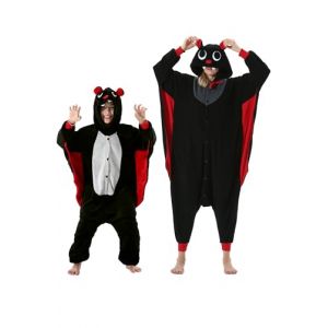 DarkCom Chauve Souris Onesie pour Enfants et Adultes,Vêtements de Nuit Combinaison Parent-Enfant Cosplay Animal Halloween Kigurumi Costume Pyjama de Noël L (DarkCom-fr, neuf)