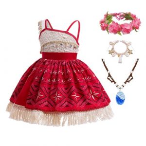 DGMYFY Déguisement Robe Princesse avec Collier Fluorescent,Coquillage Bracelet,Couronne de Guirland,Deguisement Océanie Fille Costume Anniversaire Carnaval Enfant (Dreamwild, neuf)
