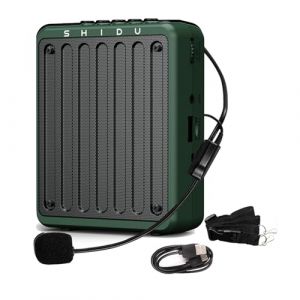 SHIDU Amplificateur de voix Bluetooth pour enseignants, amplificateur de voix portable avec microphone filaire pour casque, mini système de sonorisation personnel rechargeable pour salle de classe, (Akelask, neuf)