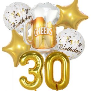 Ballon 30 ans Anniversaire Homme Femme, Decoration Anniversaire 30 ans, Ballon Anniversaire 30 ans Or, Ballon Bière Ballon Bouteille Verre à Vin Decoration pour Anniversaire 30 ans Femme Homme (Feelairy, neuf)