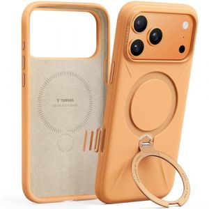 TORRAS Coque iPhone 17 Pro Magn&eacute;tique en Silicone avec Support, Compatible MagSafe, Support Bague 360&deg; avec Contr&ocirc;le Cam&eacute;ra, &Eacute;tui Ostand Q3 en Silicone Souple pour iPhone 17 Pro 6,9'', Orange (TORRAS Direct, neuf)