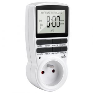 Programmateur Prise Electrique, Prise Programmable Minuteur Digitale avec 16 Programmes de Minuterie, Timer Num&eacute;rique R&eacute;tro&eacute;clair&eacute;e avec Mode Antivol et &Eacute;cran LCD, Prise avec Minuteur pour Appareils (Mecheer EU, neuf)