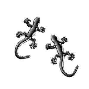 Peosaard Autocollant de Voiture en Forme de Gecko, 2pcs 3D Gecko Shape Solid Metal Chrome Badge Emblem Decal Car Sticker Auto - Black (shuqinwangluokeji, neuf)