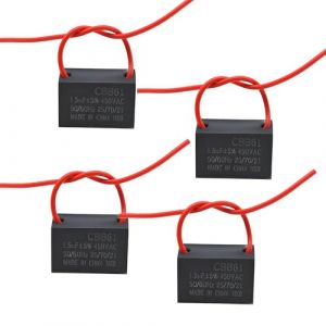 4 Condensateurs CBB61 1.5µF 450V AC, Condensateur Ventilateur pour Moteur Monophasé, Compatible Ventilateurs Plafond/Table/Industriels, Boîtier Ignifuge, Fils à Deux Bornes, 50/60Hz (Shenzhenshifengjunkejiyouxiangongsi, neuf)