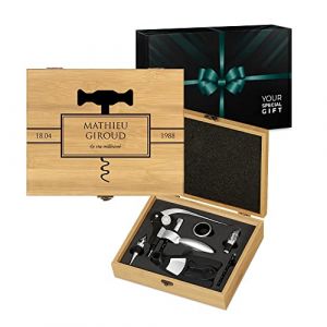 Maverton Coffret du Sommelier, Ensemble d'Accessoire pour Le Vin - Cadeau Anniversaire Homme - Cadeau Homme - Cadeau personnalisé - avec Impression - Cadeau Noel - cru millésimé (MAVERTON, neuf)