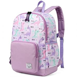 VASCHY Cartable Fille Primaire, Mignon Sacs &agrave; Dos Enfant Pr&eacute;scolaires R&eacute;sistant &agrave; l'Eau Sac a Doc Filles Unique avec Sangle de Poitrine et Poches Lat&eacute;rales pour 4-6 Ans, Dinosaure Violet (Vaschy, neuf)