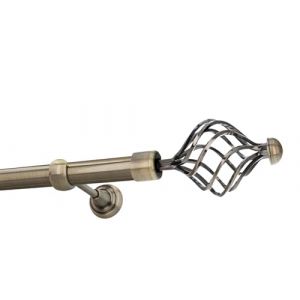 HDTL 25mm Kit de tringle a rideau Metal Fixation murale Laiton Antique 140 cm Navona (HDTL House Decoration, neuf)