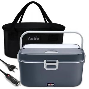 Aotto 2L Gamelle Chauffante 90W, Lunch Box Chauffante Electrique Boite Chauffante Repas 12V/24V/220V, Gamelle Chauffante Allume Cigare avec Sac Thermiquepour Voiture Camion Bureau (Gris) (SWLKG, neuf)