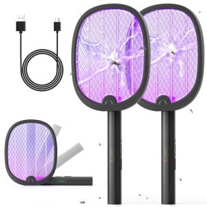 YISSVIC Raquette Electrique Insectes, 2PCS Raquette Anti Moustiques Pliable 4000V 1800mAh Tapette électrique Puissante Rechargeable avec Cable Chargement USB-C Contre Moustiques Mouches Mites, Noir (HARKALY BINA Kft., neuf)