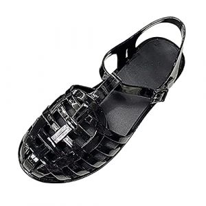 Generisch Sandales d'été pour femme - Sandales d'été en plastique transparent - Couleur unie - Chaussures plates en plastique - Sandales de plage en plastique - Sandales de bain - Sandales plates pour (GUIYUXING, neuf)