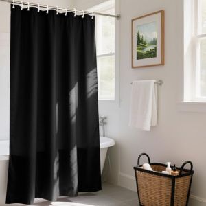 REDKEY Rideau de Douche 180x220 cm, Lourd Rideau Douche Imperm&eacute;able, Anti Moisissure, Tissu Polyester Poids Lavable Rideaux de Bain pour Salle de Bain avec 12 Anneaux, Noir (REDKEY HOME, neuf)