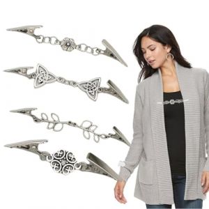 NJCXOLA 4 Pi&egrave;ces Pinces &agrave; Cardigan Vintage Clip &agrave; Chemise Clip broche femme vetement Ch&acirc;le en M&eacute;tal Pince &agrave; Chandail &Eacute;pingle &agrave; Ch&acirc;le R&eacute;tro Pince &agrave; Pull Argent&eacute;e pour Femme Fille &Eacute;charpe Robe Foulard (CELTIC MANUFACTURING, neuf)