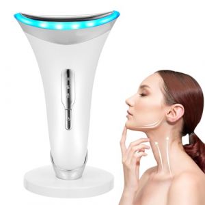 Appareil Massage Visage Anti Rides, Masseur Facial Lifting Visage et Double Menton, 3 Modes LED, Chauffage &agrave; 45℃ EMS, &Eacute;lectrique Appareil de Beaut&eacute; pour soulager et resserrer anti-&acirc;ge (LUCHONG, neuf)