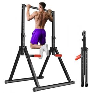 WATBKHE Chaise Romaine Power Tower Dip Station, Barre de Tractions Pliable Musculation, Chaise Romaine Musculation, Structure triangulaire, pour Entraînement à Domicile, Capacité 200KG (JY-EUP, neuf)
