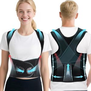 Cofoe Dos droit Ceinture de maintien du dos Correction de la posture du dos Femmes Hommes, Étireurs de dos Ceinture de maintien du dos réglable pour épaules nuque (XL) (CofoeDirect, neuf)
