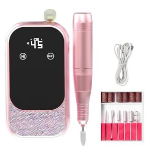 Perceuse à ongles électrique, perceuse à ongles portable professionnelle 45 000 tr/min, ensemble de limes à ongles électriques professionnelles rechargeables, écran LCD, bouton tactile, fraiseuse à (XXWX, neuf)