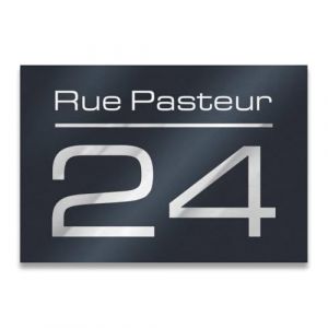 Metzler&reg; plaque num&eacute;ro de maison personnalisable avec gravure laser et choix de fixation anthracite RAL 7016 | verre acrylique mat r&eacute;sistant UV 215 x 150 mm | design moderne fa&ccedil;ade (Metzler GmbH, neuf)