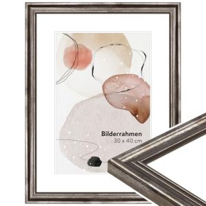 WANDStyle Cadre photo bois vintage, cadre argent&eacute;, cadres photo 24x30 cm mural, encadrement tableau 30x24 cm, cadres pour photos et posters, encadrement &agrave; suspendre, H400 &ndash; Made in Germany (WANDStyle, neuf)