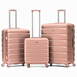 Flight Knight Lot De 3 Moyen Et Grand Valises Rigides Legeres en ABS A 4 Roues Cabine Bagage A Main pour Plus De 60 Compagnies Aeriennes -easyJet, Jet2 Et Taille Max Ryanair (Priority) 55x40x20cm (Prime Brands Group FR, neuf)