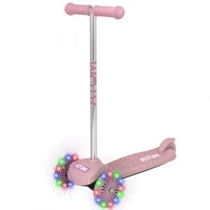 ATOM Trottinette lumineuse &agrave; 3 roues pour enfants de 2 &agrave; 5 ans | Jouet d'&eacute;quilibre inclinable avec roues clignotantes LED | Jouet &agrave; pousser pour premier enfant fille et gar&ccedil;on (rose) (Wowow Toys, neuf)