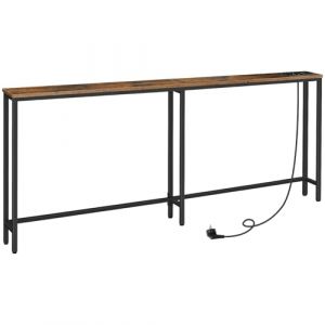 HOOBRO Console Meuble avec multiprise, Table Console avec Station de Charge, Bout de Canapé étroit, Console derrière Le canapé, pour entrée, Couloir, Hall, Marron Rustique et Noir EBF205CXG01 (HOOBRO FR, neuf)