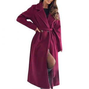 G&eacute;n&eacute;rique Trench Coat Femme Long Mi Saison Blouson Couleur Unie Matelass&eacute;e Veste De Transition Automne Manteau Femme Hiver Chic avec Ceinture Parka Jacket Coat Chaud &Eacute;l&eacute;gant Avec Poches L&eacute;g&egrave;re S-XXL (TUSEULOC, neuf)