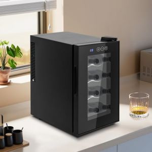 Cave &agrave; vin design &agrave; 4 couches avec &eacute;cran HD et panneau tactile de temp&eacute;rature, refroidisseur thermostatique &agrave; vin boissons, brandy, Home Bar Club armoire &agrave; vin 8 bouteilles 6,08 g (ANCHQUNM, neuf)
