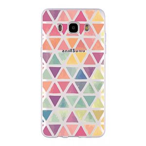 NOVAGO Compatible Samsung J7 2016 (J710) Coque Transparente Souple et R&eacute;sistante Anti Choc avec Impression de qualit&eacute; (1 Coque, Triangles) (NOVAGO-Vendeur PRO fran&ccedil;ais, neuf)