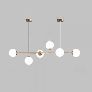 Moddeny Lustre moderne à 6 lumières E27 en Europe du Nord, lustre industriel en boule de verre de 51 pouces, lampe suspendue pour salon, salle à manger, décoration artistique, restaurant (Moddeny FR Factory Lighting, neuf)
