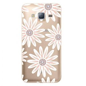 NOVAGO Compatible Samsung Galaxy J3 2016 (J320) Coque en Gel Transparent Souple Résistant Anti Choc Impression Durable (Fleur Rose) (NOVAGO-Vendeur PRO français, neuf)