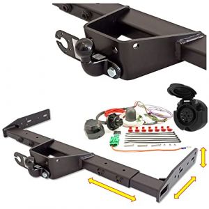 Attelage de remorque universel variable - pour campeur, camping-car, caravane, tombereau, un camione, voiture de livraison (avec kit &eacute;lectrique 13 broches) (XIMPLIO-Shop, neuf)
