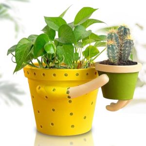 Scuyari Jolis Pots de Fleurs d'intérieur pour Plantes Grasses – Maman câlinant bébé Double Pots de Fleurs décoratifs, Pot de 13,2 cm et Pot de Cactus de 6,9 cm avec Drainage, Plantes intérieures et (siyawen, neuf)