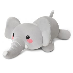 Xfrog &Eacute;l&eacute;phant en peluche avec poids, peluche anxieuse, peluche douce, jouet en tissu, &eacute;l&eacute;phant en peluche doux, poup&eacute;e pour b&eacute;b&eacute;, oreiller d'&eacute;l&eacute;phant, jouet en tissu pour enfants gris, 25CM (Xfrog, neuf)