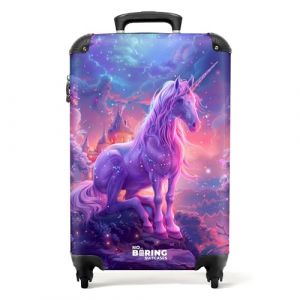 NoBoringSuitcases.com Valise Enfant, Valise Cabine, Valise Enfant Fille, Bagages Enfant, Valise Enfant Roulette, Valise Fille, Valise pour Enfant, Valise Cabine 55x35x25cm (Licorne - Violet) (NoBoringSuitcases, neuf)