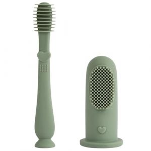 Vicloon Brosses &agrave; Dents pour B&eacute;b&eacute;, Manuelle Brosse + B&eacute;b&eacute; Brosse &agrave; Dents Doigt, 100% Silicone, Sans BPA, Pour Brossage Des Dents et Massage Des Gencives avec Cas Clair (Vicloon&reg;-FR, neuf)