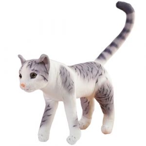 Odoukey Animaux en Peluche Chat tigr&eacute; r&eacute;aliste 13, 7 Pouces, Jouet Chaton en Peluche, poup&eacute;e de Chat am&eacute;ricain &agrave; Poils Courts, Gris (Yayuefindei, neuf)