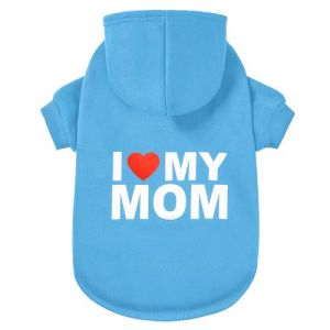 GreenJoy Chandail &agrave; capuche pour chien par temps froid &ndash; Sweat &agrave; capuche pour chiots, chats, chiens de petite, moyenne et grande taille (bleu (I Love My Mom), taille XXL) (Cool Cool Shop, neuf)
