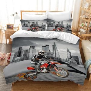 AVJWWD Housse De Couette Moto avec 2 Taies d'oreiller 50x75cm,Sports Extrêmes Microfibre Parures de Lit,Moderne Housse de Couette Moto pour Adultes Hommes Enfants (Moto8, 135 x 200 cm) (XINSHIYU-US, neuf)