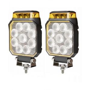 2 Phares de Travail LED avec Gyrophare LED 12V 24V 10W Faisceau Flood Blanc Feu de Recul Feu Antibrouillard + Feu de Pénétration Stoboscopique Flash Orange (JJ AUTOBITS, neuf)