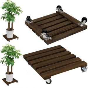 Lot de 2 rouleaux carrés pour plantes - 30 x 30 cm - Planche à roulettes ronde - Charge maximale : 100 kg - Soucoupe avec roulettes (BOFD-EU, neuf)