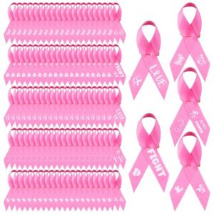 Lot de 100 épingles à ruban rose pour sensibilisation au cancer du sein - Épinglettes en tissu sur le thème de l'espoir, de la puissance, de l'amour, de la lutte contre le cancer du sein - Pour (Lush C agelessness, neuf)