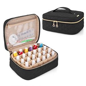 Yarwo Rangement pour 24 Flacons de Vernis &agrave; Ongles, Organiseur de Vernis &agrave; Ongles, Sac de Transport de Vernis &agrave; Ongles, Sac pour 24 Flacons(15ml/0.5 fl.oz) de Vernis &agrave; Ongles, Noir (KUNBO EU, neuf)