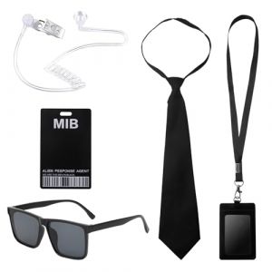 ZMDMAH 1 Ensemble agent espion pour homme, men in black accessoires, accessoires avec lunettes de soleil, cravate, carte d'identité et porte-cartes, convient aux hommes, femmes et enfants (nuobokun, neuf)