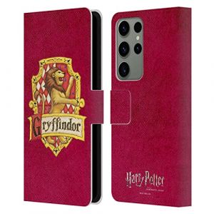 Head Case Designs sous Licence Officielle Harry Potter Gryffindor Cr&ecirc;te Sorcerer's Stone I &Eacute;tui Portefeuille en Cuir Compatible avec Samsung Galaxy S23 Ultra 5G (eCell, neuf)