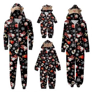 WVONIF Pyjama Noel Famille Chaud Et Doux Pyjama Noël Pyjamas Maison Costume Ensemble for Famille Homme Femmes, Christmas Pajamas Deguisement Pere Noel Adulte Grande Taille (Black,M) (BAULMD（90% Big Promotion Without Discount Code ）, neuf)