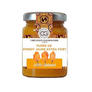 SENEAFOOD-Lot de 3 Purée de piment jaune extra fort 100g-Piment fort 100% naturel-Condiment epice-Sans additifs-Sauce piquante pour viandes et légumes (Seneafood, neuf)