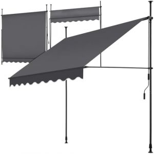 tectake Store banne sans Perçage Auvent Marquise Retractable avec Manivelle Multi-Fonction Store latéral Enroulable Brise Vue Brise Soleil Opaque en Aluminium - Noir/Gris, 200 x 180 cm (Made4Home SAS, neuf)